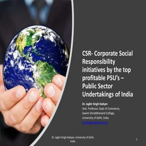 Review of CSR - Corporate Social Responsibility Initiatives by top PSU's - Public Sector Undertakings of India.
