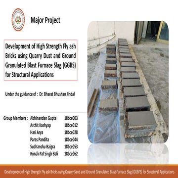 Final PPT Partial Replacement of sand with quarry dust in high strength fly a...