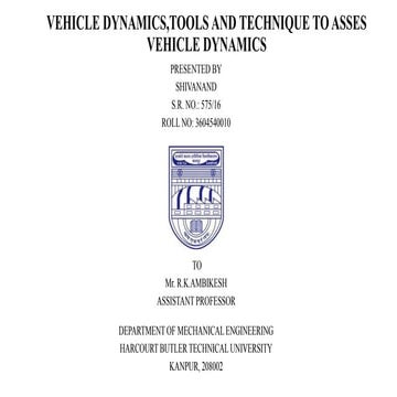 Vehicle dynamics ppt shiva