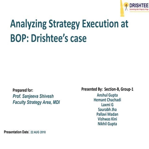 Analyzing Strategy Execution at BOP: Drishtee’scase