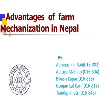  advantage of farm mechanization in Nepal   