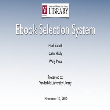 Ebook Selection System Client Presentation