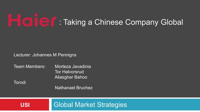 Haier: Taking a Chinese Company Glo...