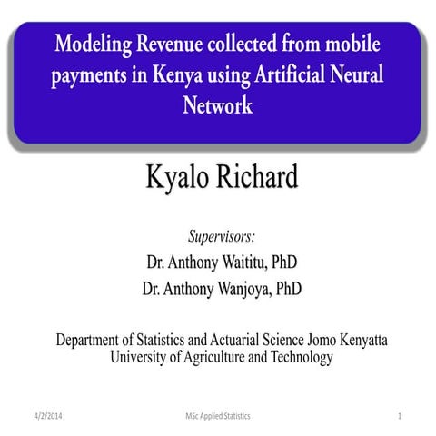 Modelling Mobile payment services revenue using Artificial Neural Network 