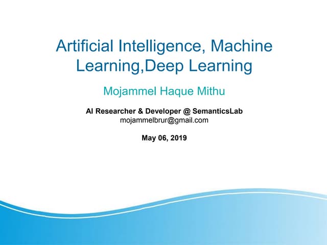 Artificial Intelligence, Machine Learning and Deep Learning with CNN