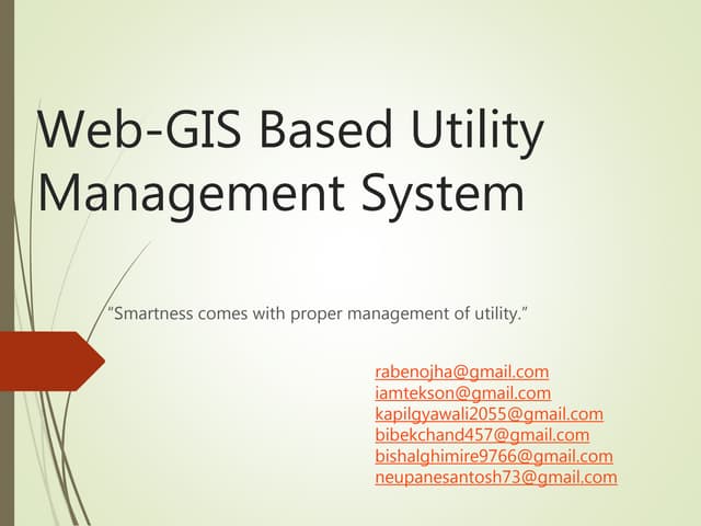 Web-GIS Based Utility Management System