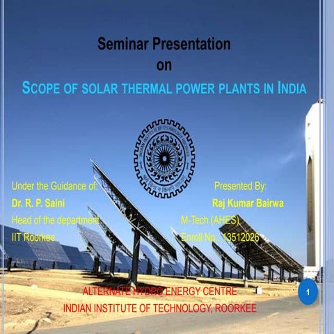 Scope of solar thermal power plants in India