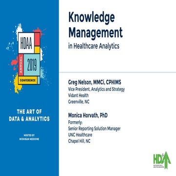 Knowledge Management in Healthcare Analytics
