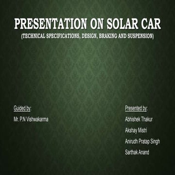 Presentation on Solar Car