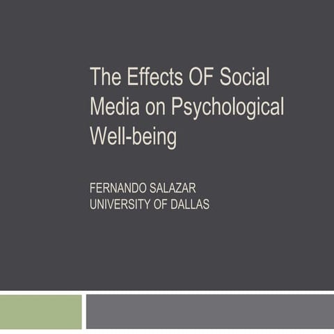 The Effects of Social Media on Psychological Well Being