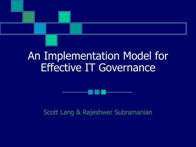 EFFECTIVE IT GOVERNANCE presentation