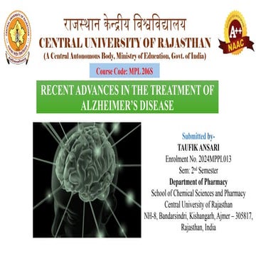 Recent Advances drugs and approaches for the treatment of alzheimers disease [Autosaved].pptx