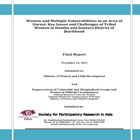 Women and Multiple Vulnerabilities in Area of Unrest: Key Issues and Challeng...