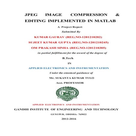 image compression using matlab project report | DOCX