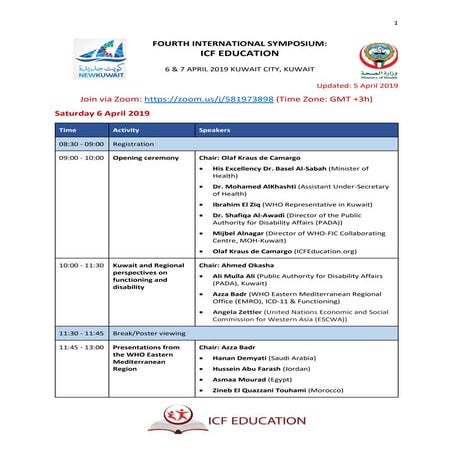 3rd International Symposium: ICF Education (13 April 2018, Hamburg) | PDF