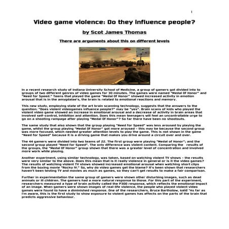 Video Games Violence-Does It Affect ?