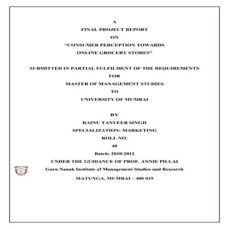 Consumer Perception Towards Online Grocery Stores