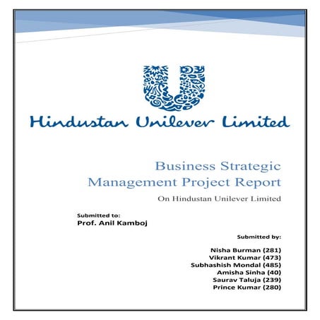 Strategic Business Management Project Report on HUL