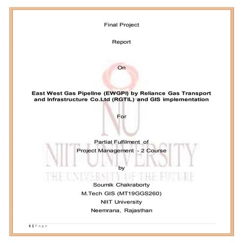 Final project for East West Gas Pipeline and Effective GIS Implementation