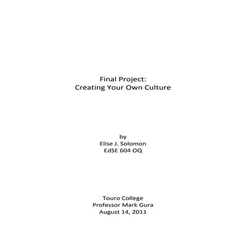 Final project creatingyourownculture