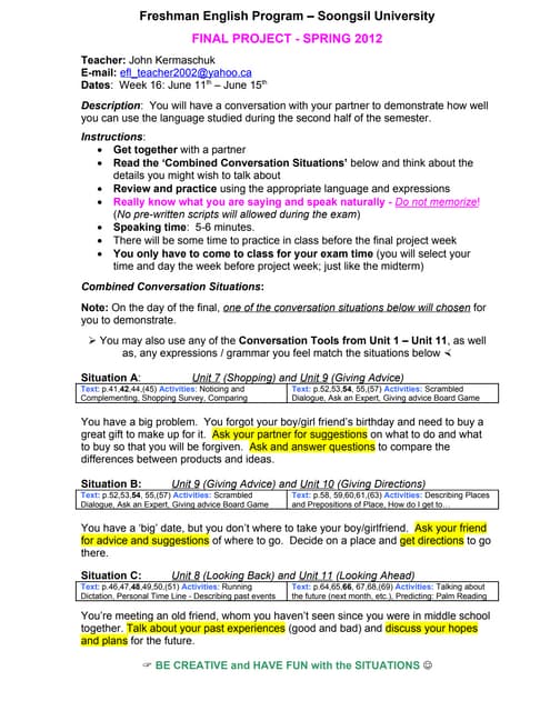 Week 4 - Class 2 - Describing a Typical Day | DOC