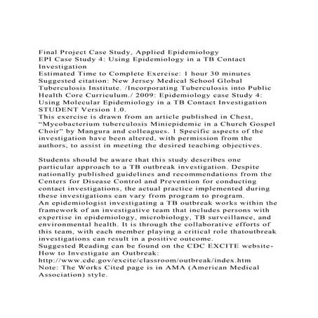 Final Project Case Study, Applied EpidemiologyEPI Case Study 4.docx
