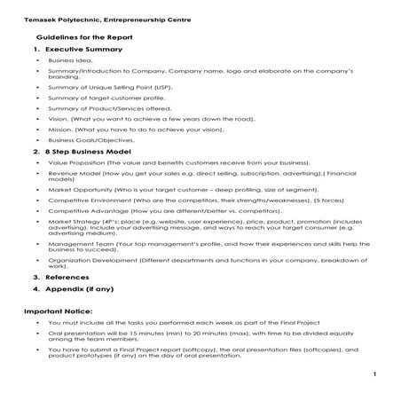 Temasek Polytechnic (EC) Final project guideline | PDF