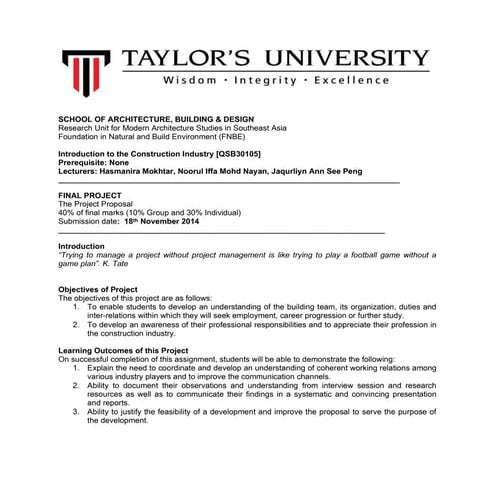 Project 2 - The Project Proposal