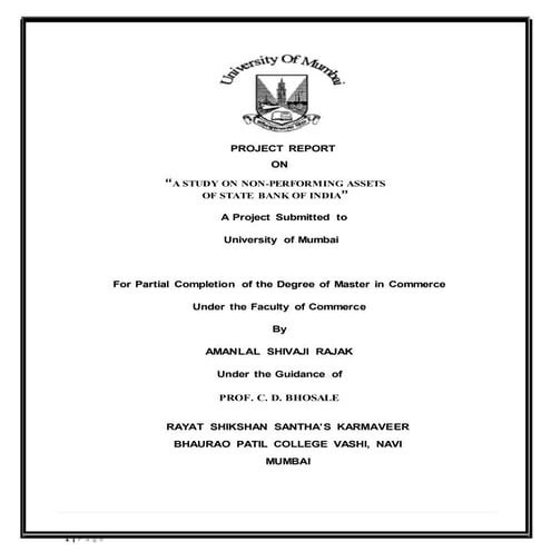 A study on npa of SBI