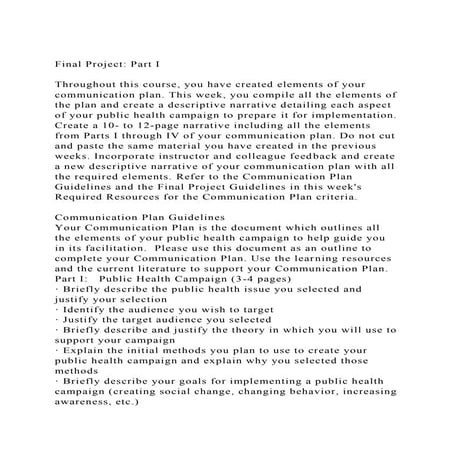 For the third milestone of your final project, submit an overview of | DOCX
