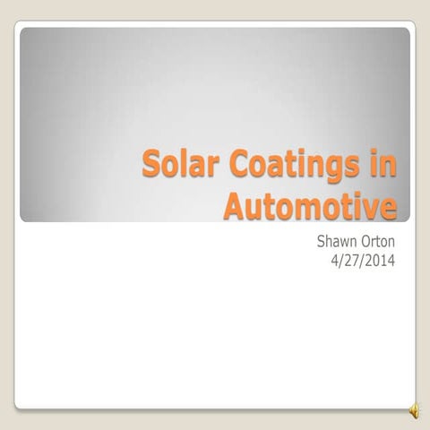 Solar Coatings in Automotive