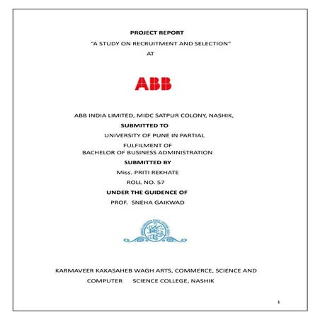 A STUDY ON RECRUITMENT AND SELECTION ON - ABB