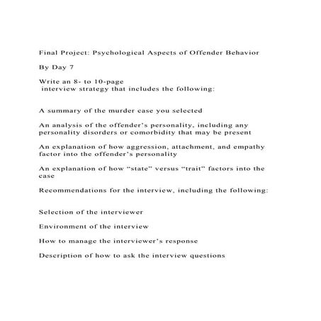 Photo inspiration: Picture Idea: Final Project Psychological Aspects Of Offender Behaviorby Docx