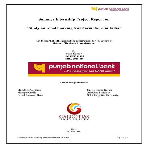 Study on Retail Banking Transformations in India - PNB