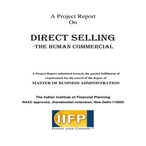 MBA Project on Direct Selling(Appco Group)