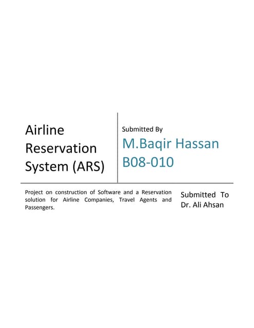 construction of  Reservation software solution for Airline Companies project ...