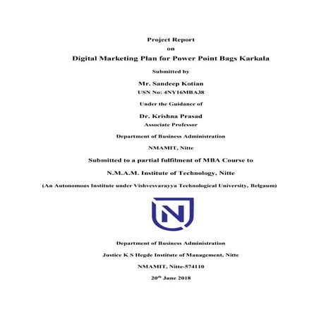 Digital Marketing Plan For Power Point Bags Karkala