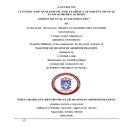 mutual fund summer internship project