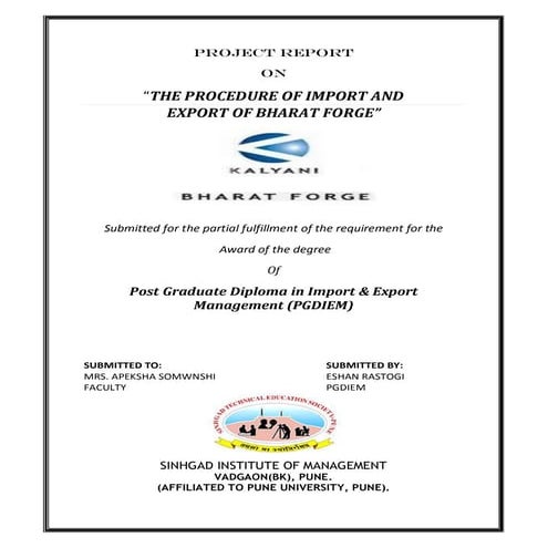 Project report on Bharat forge