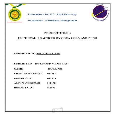 Final project unetical of soft drink company.........