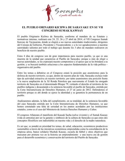 Camino al VII Congreso Sumak Kawsay...