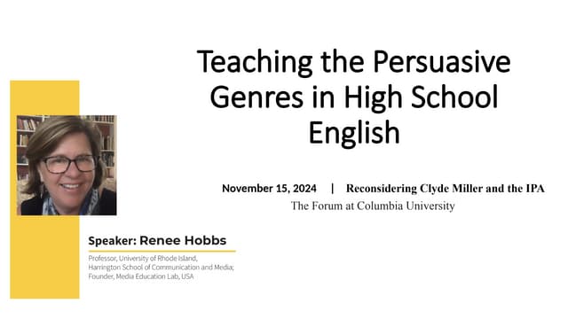 Teaching the Persuasive Genres in High School English