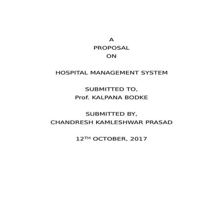 Hospital Management System proposal