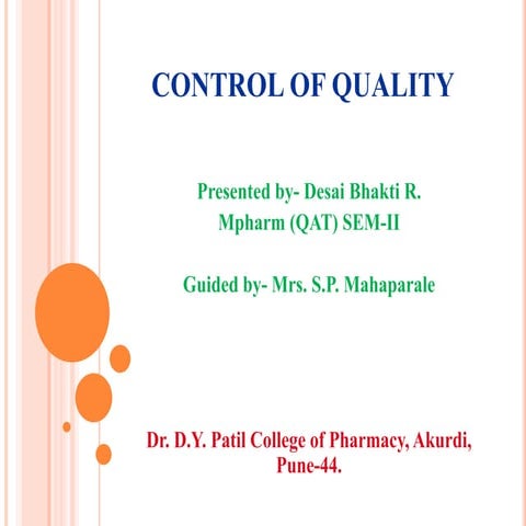 control of quality