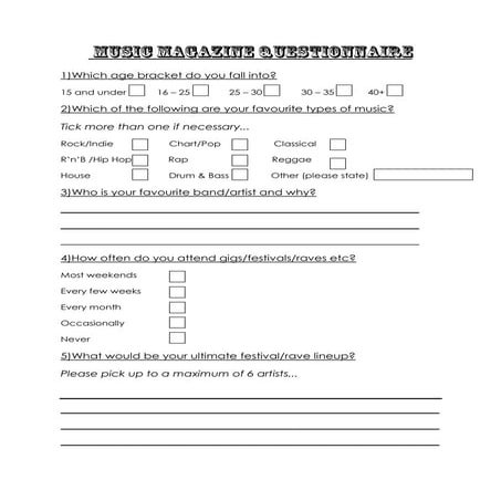 Music magazine questionnaire | DOCX