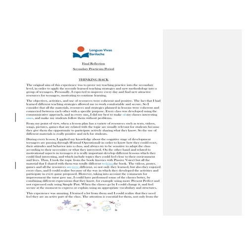Final reflection   gieser leticia - secondary level - tpd