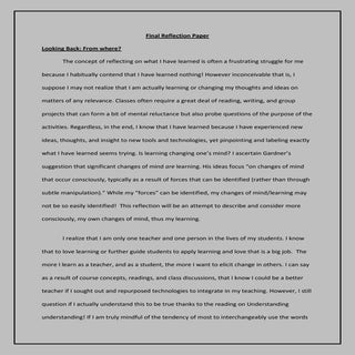 Final reflection paper