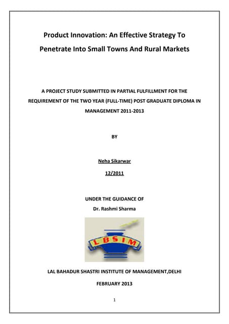 Product Innovation: An Effective Strategy To  Penetrate Into Small Towns And ...