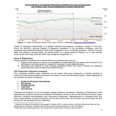 Corporate Reporting Analysis: Cable & Wireless / UK Fixed line | PDF