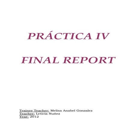 FINAL REPORT:My training as an English Teacher